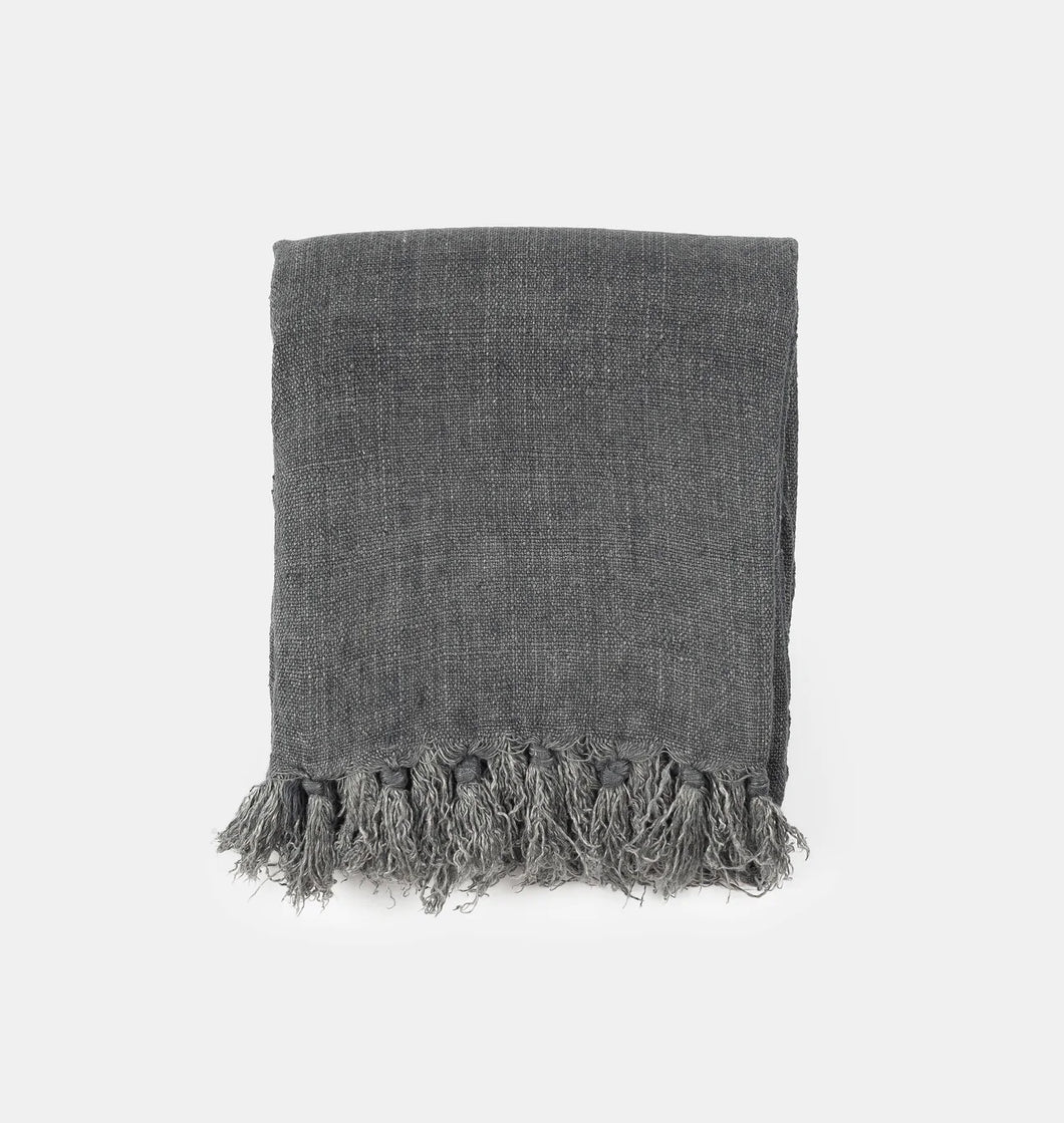 Linen Charcoal Throw
