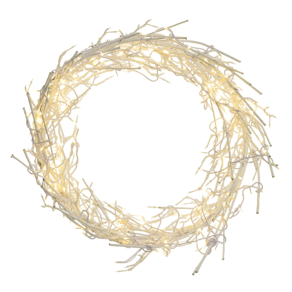 3 ft White Modern LED Branch Wreath